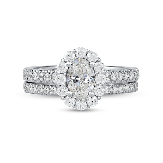 1-3/4 CT. T.w. Oval Diamond Scallop Frame Bridal Set in Platinum (I/Si2)