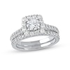 Thumbnail Image 1 of 1-3/4 CT. T.W. Diamond Scallop Cushion Frame Bridal Set in Platinum (I/SI2)