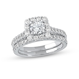 1-3/4 CT. T.W. Diamond Scallop Cushion Frame Bridal Set in Platinum (I/SI2)