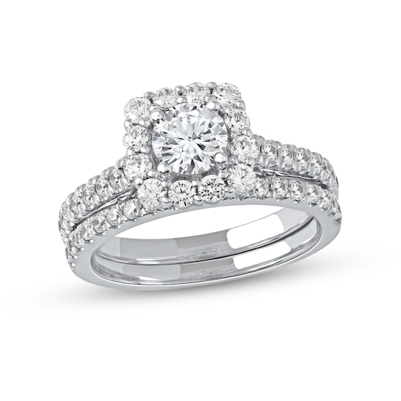 1-3/4 CT. T.w. Diamond Scallop Cushion Frame Bridal Set in Platinum (I/Si2)
