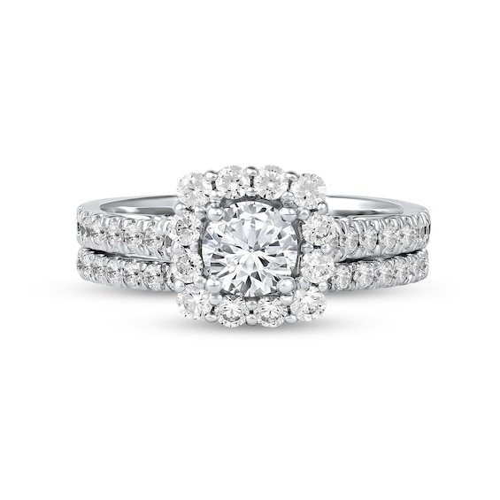 1-3/4 CT. T.w. Diamond Scallop Cushion Frame Bridal Set in Platinum (I/Si2)