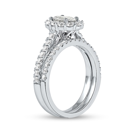 1-3/4 CT. T.w. Oval Diamond Scallop Frame Bridal Set in Platinum (I/Si2)