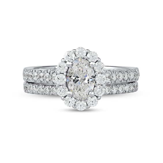1-3/4 CT. T.w. Oval Diamond Scallop Frame Bridal Set in Platinum (I/Si2)