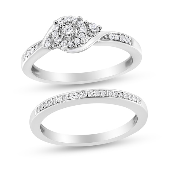 1/4 CT. T.w. Diamond Frame Bypass Shank Bridal Set in Sterling Silver