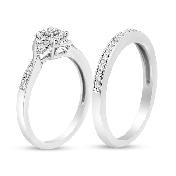 1/4 CT. T.w. Diamond Frame Bypass Shank Bridal Set in Sterling Silver