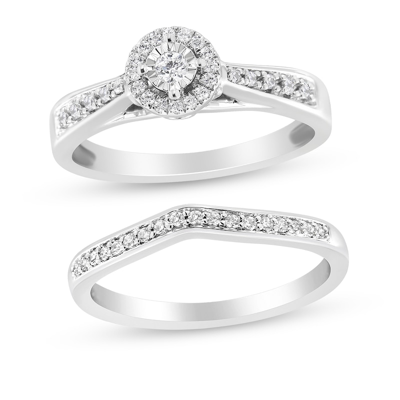 Main Image 1 of 1/3 CT. T.W. Diamond Frame Contour Bridal Set in Sterling Silver (J/I3)