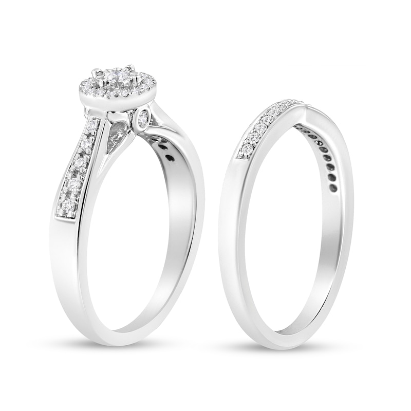 Main Image 2 of 1/3 CT. T.W. Diamond Frame Contour Bridal Set in Sterling Silver (J/I3)