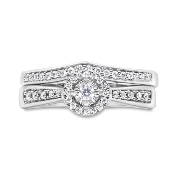 1/3 CT. T.w. Diamond Frame Contour Bridal Set in Sterling Silver (J/I3)