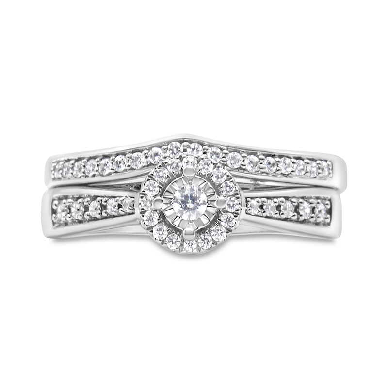 Main Image 3 of 1/3 CT. T.W. Diamond Frame Contour Bridal Set in Sterling Silver (J/I3)
