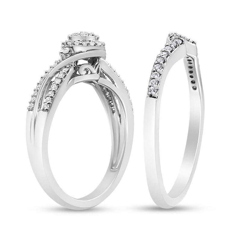 Main Image 2 of 1/3 CT. T.W. Composite Diamond Frame Bypass Bridal Set in Sterling Silver