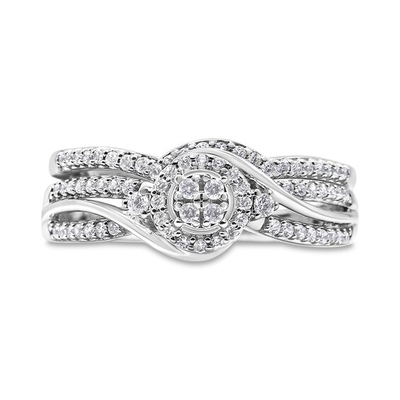 1/3 CT. T.w. Composite Diamond Frame Bypass Bridal Set in Sterling Silver