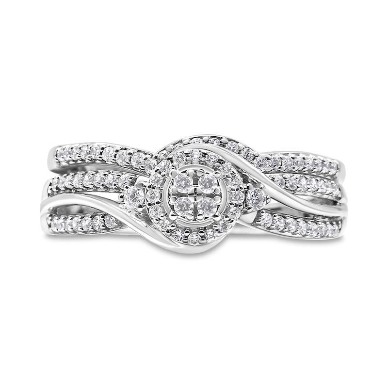 Main Image 3 of 1/3 CT. T.W. Composite Diamond Frame Bypass Bridal Set in Sterling Silver