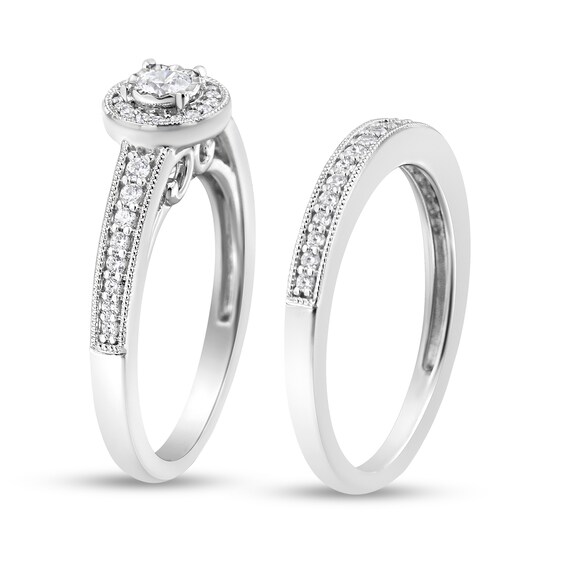 1/2 CT. T.w. Diamond Frame Bridal Set in Sterling Silver (J/I3)
