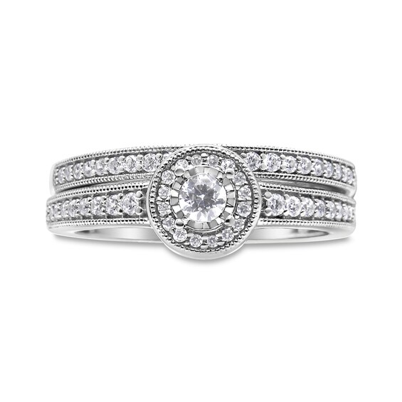 1/2 CT. T.w. Diamond Frame Bridal Set in Sterling Silver (J/I3)
