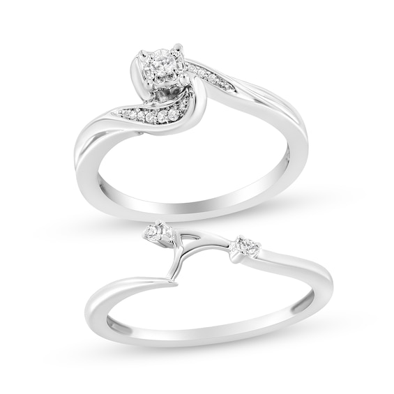 1/10 CT. T.w. Diamond Bypass Bridal Set in Sterling Silver