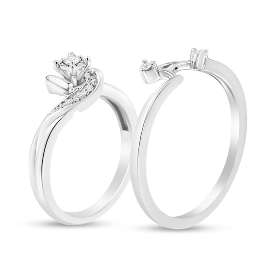 1/10 CT. T.w. Diamond Bypass Bridal Set in Sterling Silver