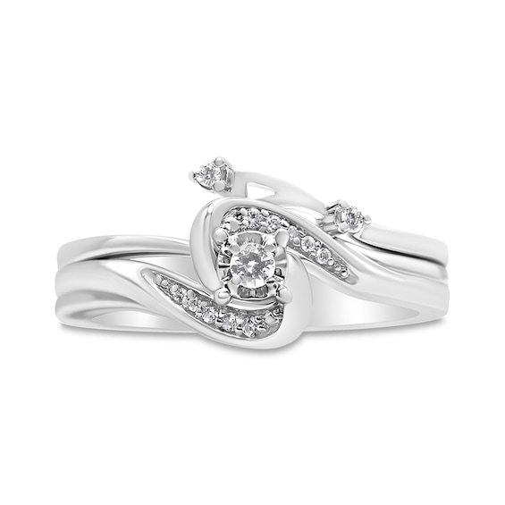 1/10 CT. T.w. Diamond Bypass Bridal Set in Sterling Silver