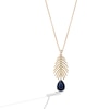 Thumbnail Image 1 of Enchanted Disney Ballroom Moana Pear-Shaped Blue Labradorite and 1/10 CT. T.W. Diamond Leaf Necklace in 14K Gold