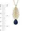 Thumbnail Image 2 of Enchanted Disney Ballroom Moana Pear-Shaped Blue Labradorite and 1/10 CT. T.W. Diamond Leaf Necklace in 14K Gold