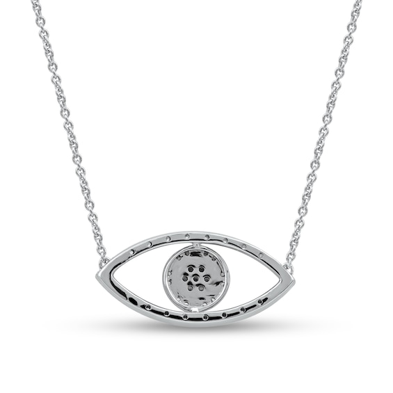 1/10 CT. T.w. Diamond Beaded Evil Eye Necklace in 10K White Gold