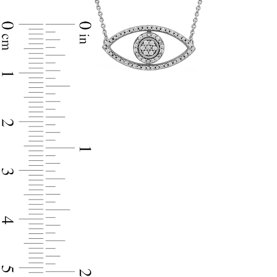 1/10 CT. T.w. Diamond Beaded Evil Eye Necklace in 10K White Gold