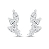 Marquise White Lab-Created Sapphire Three Stone Slant Curved Stud Earrings in Sterling Silver