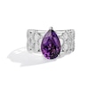 Thumbnail Image 0 of Enchanted Disney Ballroom Ariel Amethyst, Mother-of-Pearl and 1/3 CT. T.W. Diamond Ring in 14K White Gold - Size 7