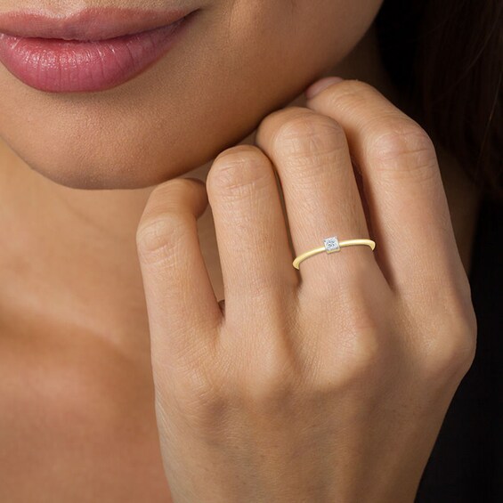1/20 CT. Princess-Cut Diamond Solitaire Promise Ring in 10K Gold