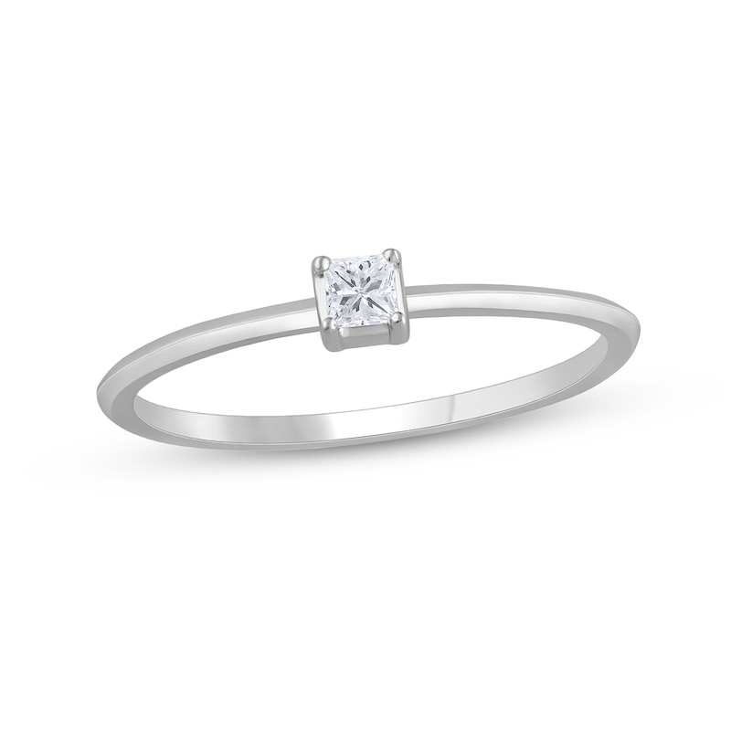 1/20 CT. Princess-Cut Diamond Solitaire Promise Ring in 10K White Gold