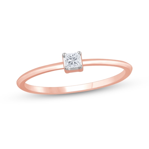 1/20 CT. Princess-Cut Diamond Solitaire Promise Ring in 10K Rose Gold