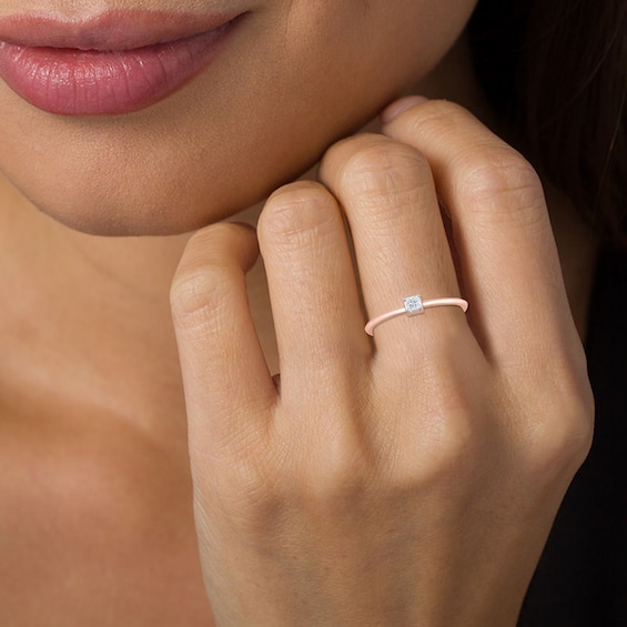 1/20 CT. Princess-Cut Diamond Solitaire Promise Ring in 10K Rose Gold