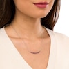 Thumbnail Image 2 of Alternating Baguette and Round Amethyst Curved Bar Necklace in Sterling Silver