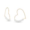 Thumbnail Image 1 of 4.5mm Freshwater Cultured Pearl Heart-Shaped Hoop Threader Earrings in 10K Gold