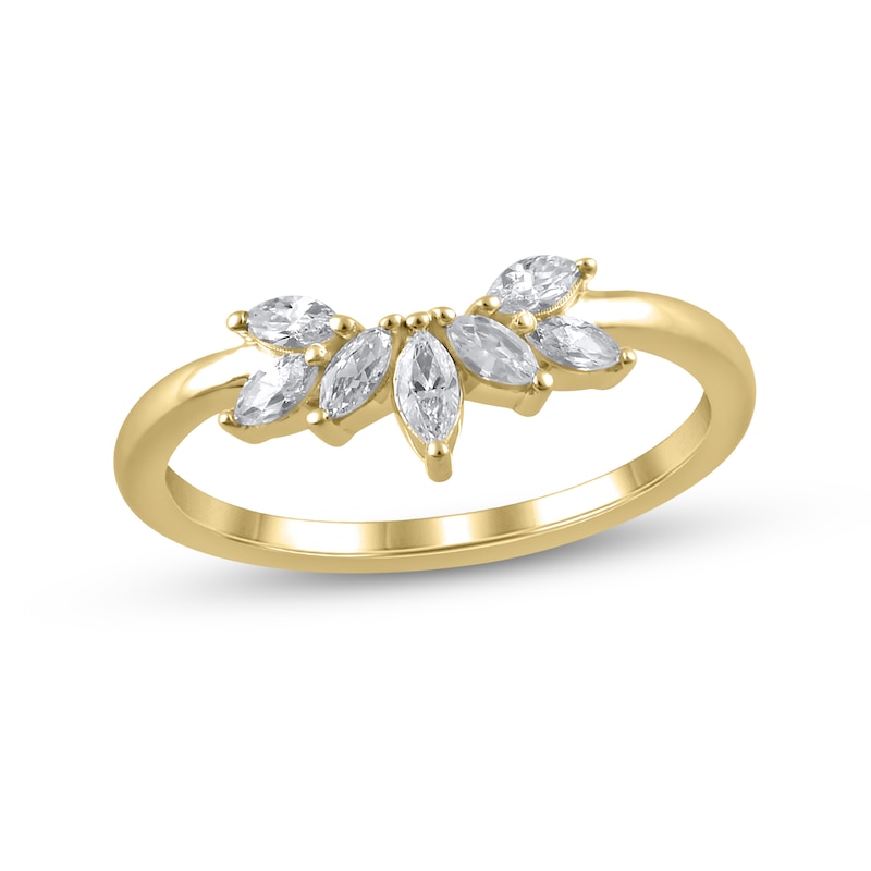 Main Image 1 of 3/8 CT. T.W. Marquise Diamond Contour Wedding Band in 14K Gold