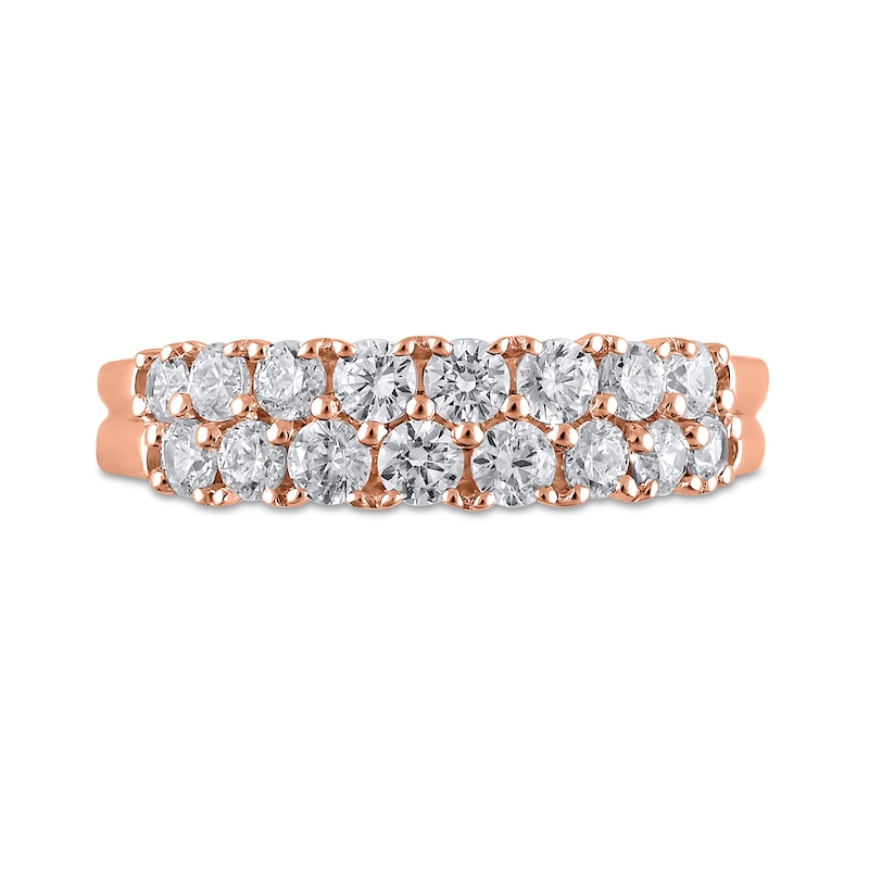 Main Image 3 of 1 CT. T.W. Diamond Double Row Anniversary Band in 10K Rose Gold