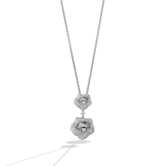 Enchanted Disney Ballroom Belle 1-1/2 CT. T.w. Diamond Roses Pendant in 14K White Gold