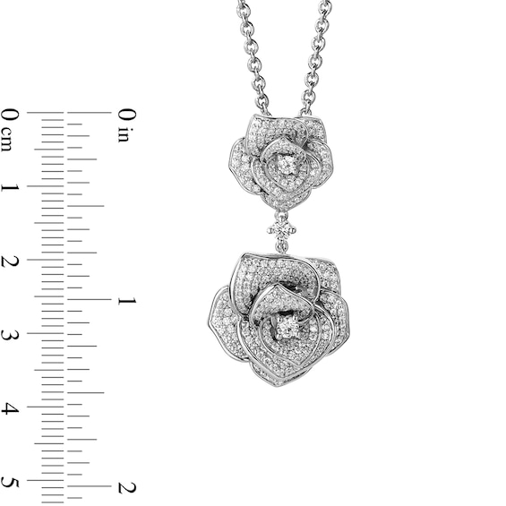 Enchanted Disney Ballroom Belle 1-1/2 CT. T.w. Diamond Roses Pendant in 14K White Gold