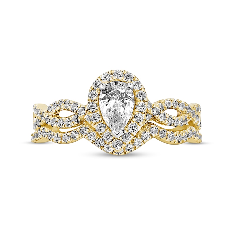 Main Image 3 of 1 CT. T.W. Pear-Shaped Diamond Twist Shank Bridal Set in 14K Gold (I/I2)