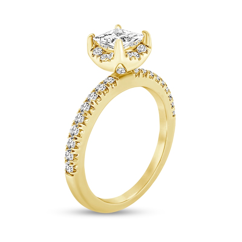 Main Image 2 of 1 CT. T.W. Princess-Cut Diamond Frame Engagement Ring in 14K Gold (I/I2)