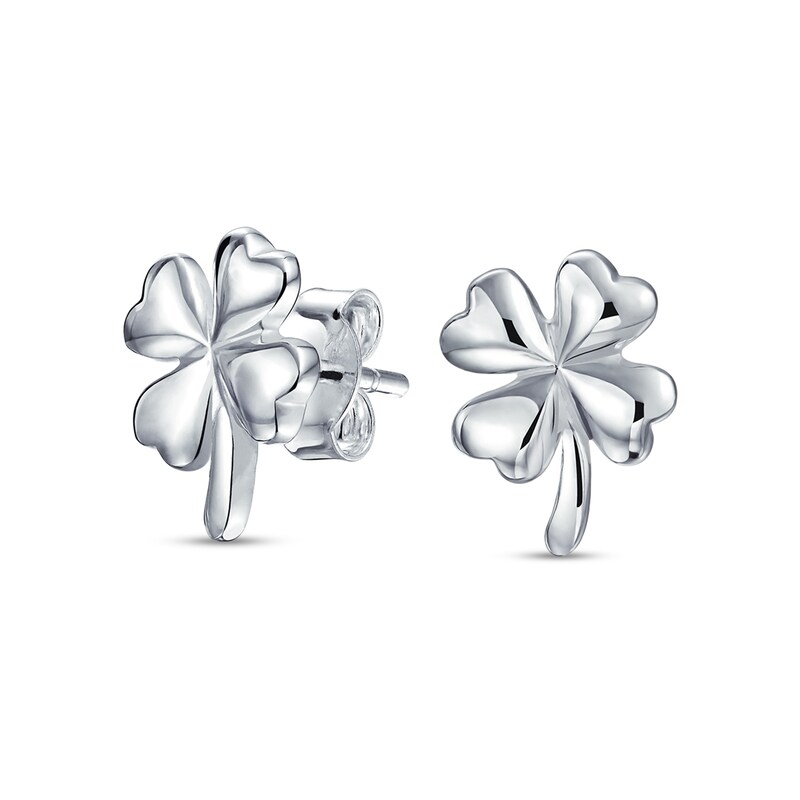 Puff Four Leaf Clover Stud Earrings in Sterling Silver | Zales