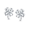 Puff Four Leaf Clover Stud Earrings in Sterling Silver