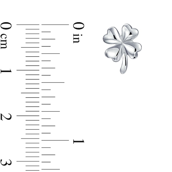 Puff Four Leaf Clover Stud Earrings in Sterling Silver