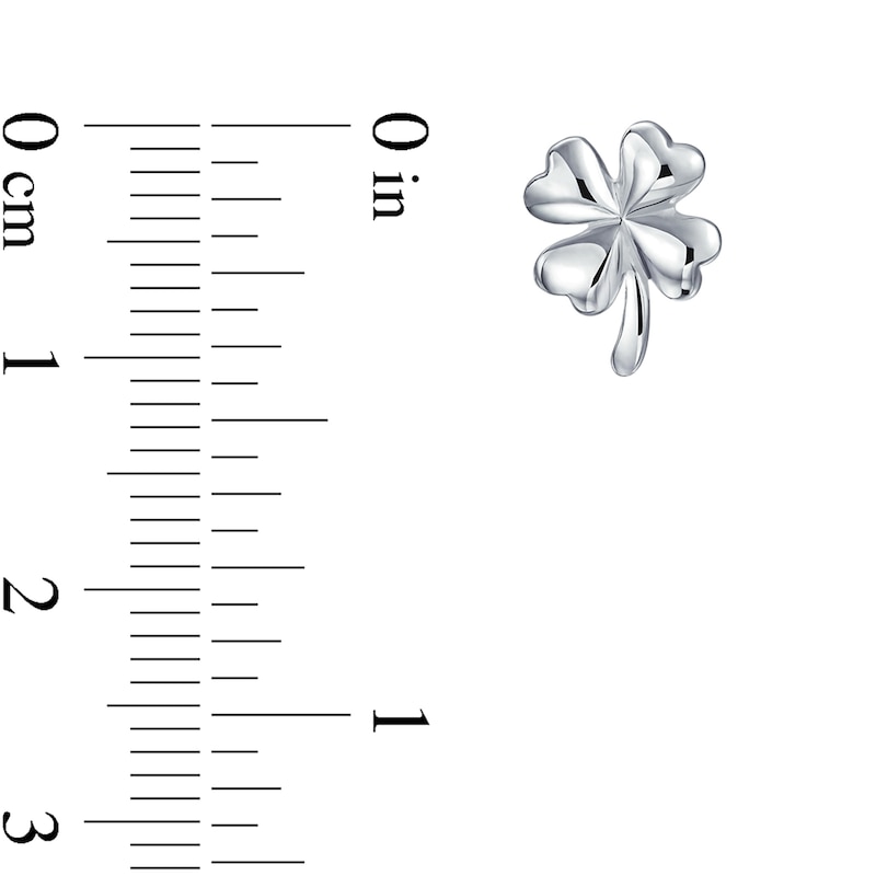 Main Image 3 of Puff Four Leaf Clover Stud Earrings in Sterling Silver