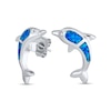 Thumbnail Image 0 of Blue Lab-Created Opal Dolphin Stud Earrings in Sterling Silver