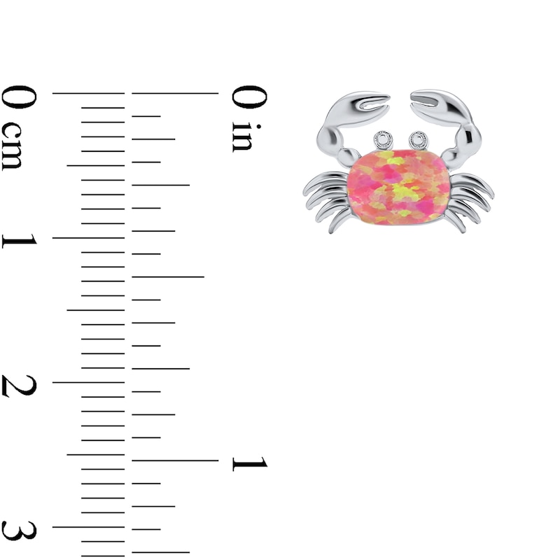 Main Image 3 of Cushion-Shaped Pink Lab-Created Opal Crab Stud Earrings in Sterling Silver