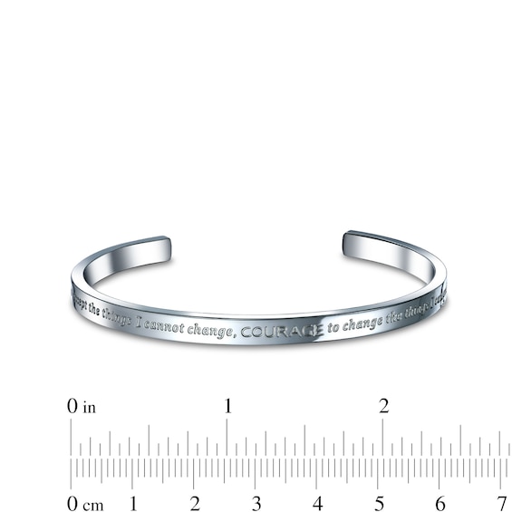 Crystal Accent Etched Serenity Prayer Cuff Bracelet in Stainless Steel â 8"