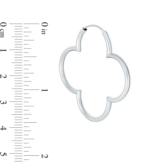Four Leaf Clover Continuous Tube Hoop Earrings in Sterling Silver