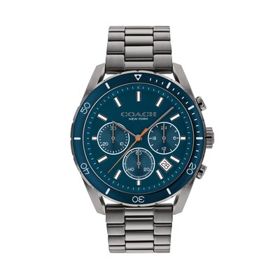 Men's Coach Preston Gunmetal Grey IP Chronograph Watch with Navy Blue Dial (Model: 14602516) | Zales Men's Coach Preston Gunmetal Grey IP Chronograph Watch with Navy Blue Dial (Model: 14602516) | Zales