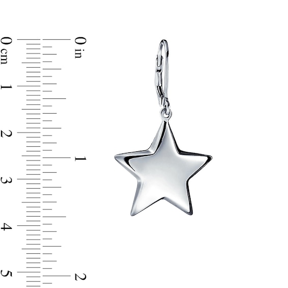 Puff Star Drop Earrings in Sterling Silver