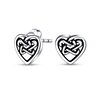 Oxidized Celtic Knot Heart Stud Earrings in Sterling Silver